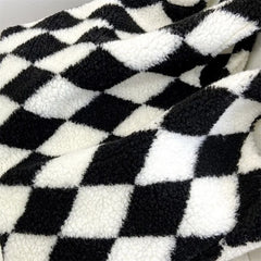 Lambswool Shoulder Bag Winter Diamond Lattice Soft Plush Tote