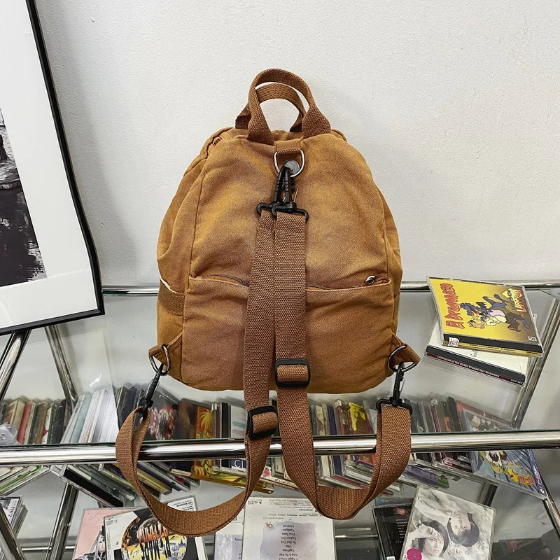 Canvas Vintage Backpack Small Women School Bags Ladies College Student Backpack