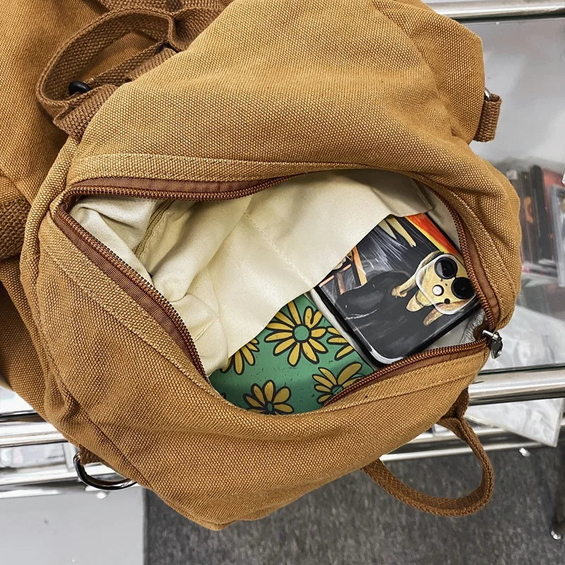 Canvas Vintage Backpack Small Women School Bags Ladies College Student Backpack