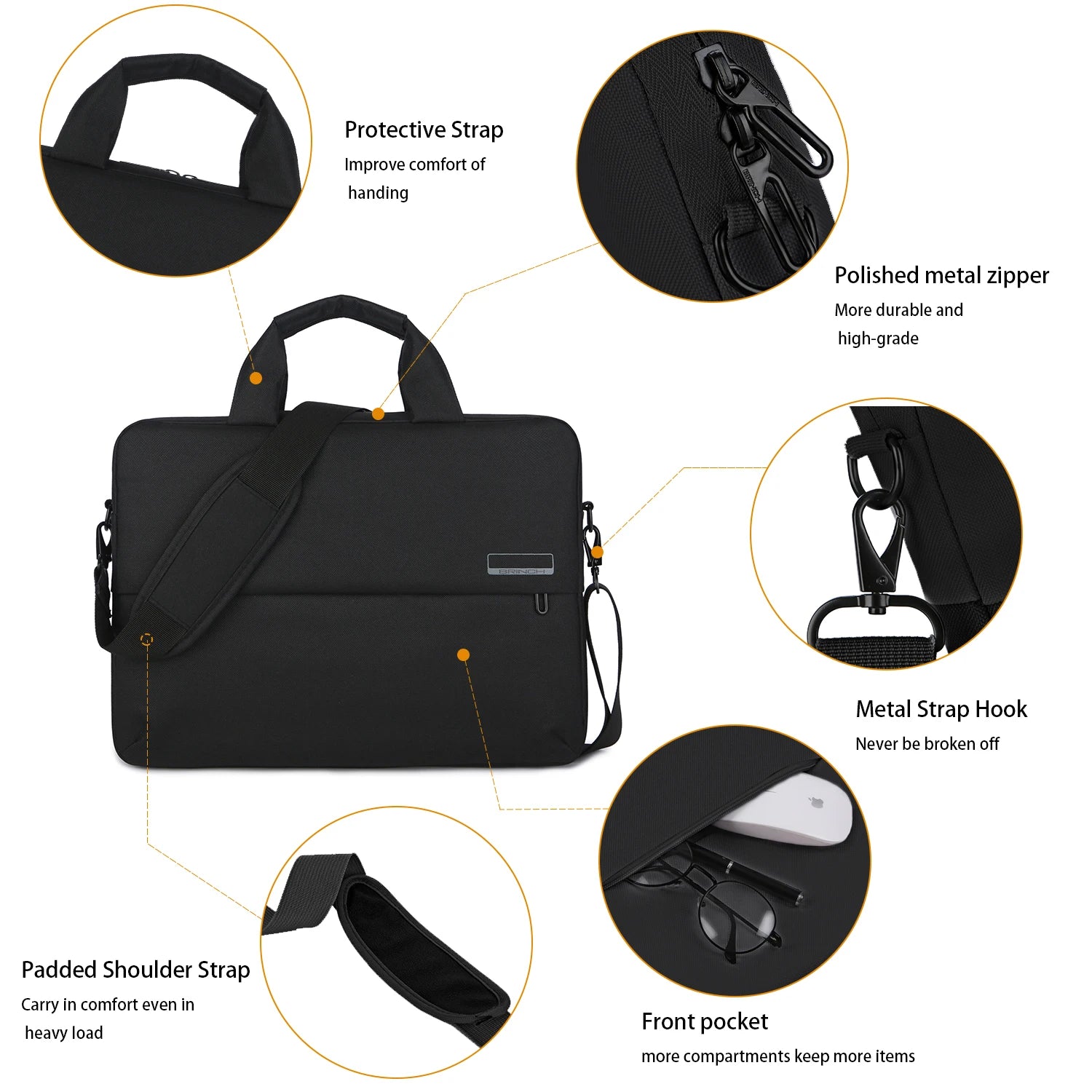 15.6 in Laptop Messenger Bag Multi-pocket Shoulder Handbag