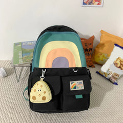 College Laptop Rucksack Bookbag with Pendant Soft Multi-pockets