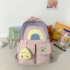 College Laptop Rucksack Bookbag with Pendant Soft Multi-pockets