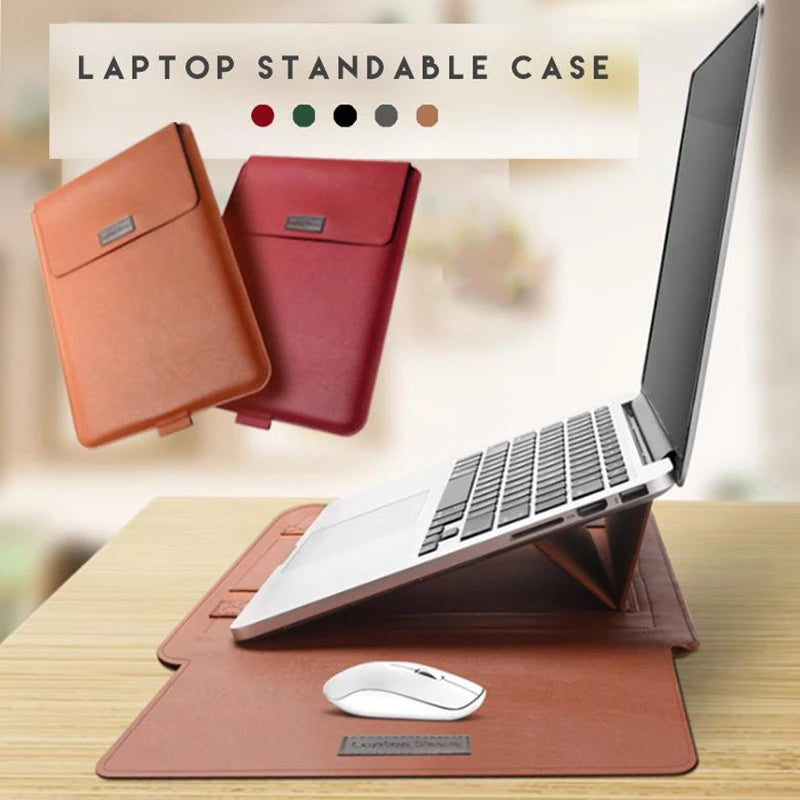 Waterproof PU Leather Laptop Standable Case with Holder Function