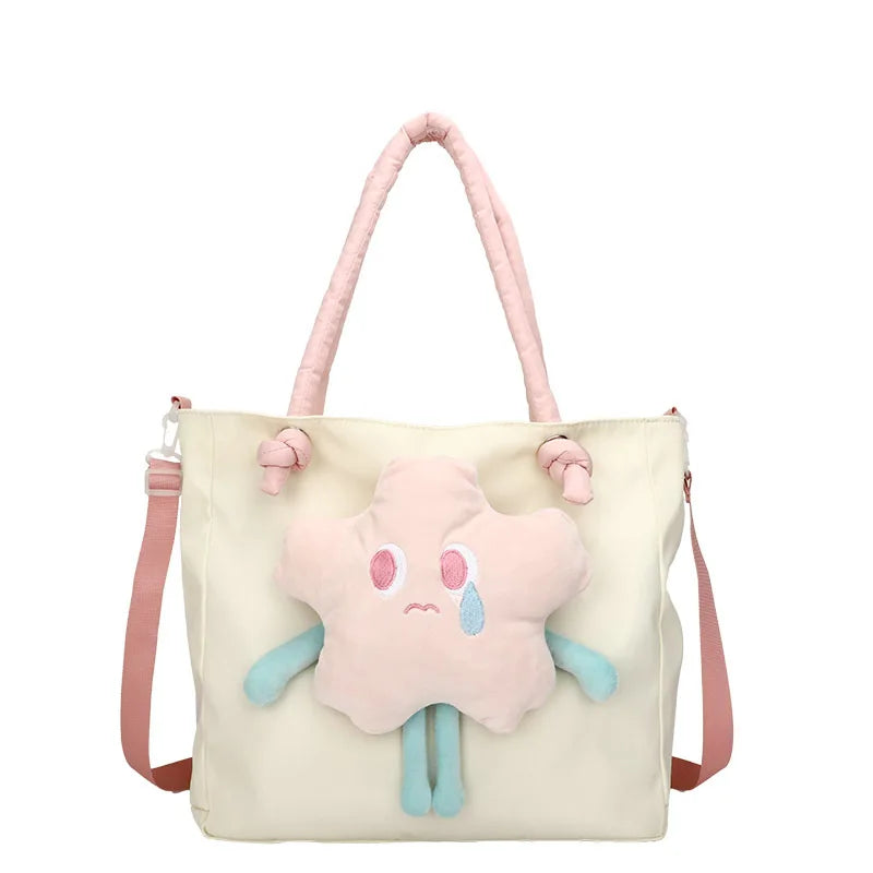 Women Casual Shoulder Bag Splicing Handbag Flowers Cartoon Messenger Bags