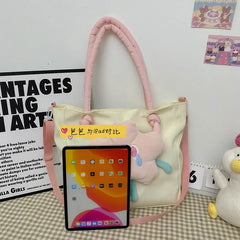 Women Casual Shoulder Bag Splicing Handbag Flowers Cartoon Messenger Bags