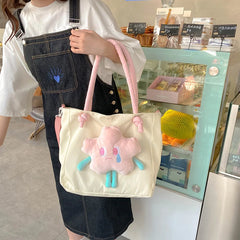 Women Casual Shoulder Bag Splicing Handbag Flowers Cartoon Messenger Bags