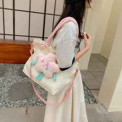 Women Casual Shoulder Bag Splicing Handbag Flowers Cartoon Messenger Bags
