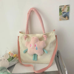 Women Casual Shoulder Bag Splicing Handbag Flowers Cartoon Messenger Bags