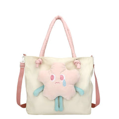 Women Casual Shoulder Bag Splicing Handbag Flowers Cartoon Messenger Bags