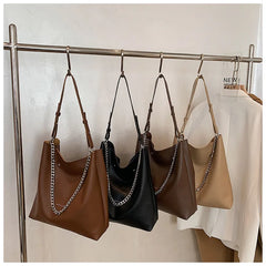 Large Bucket Shoulder Bag Women Purse Chain Messenger Tote PU Leather