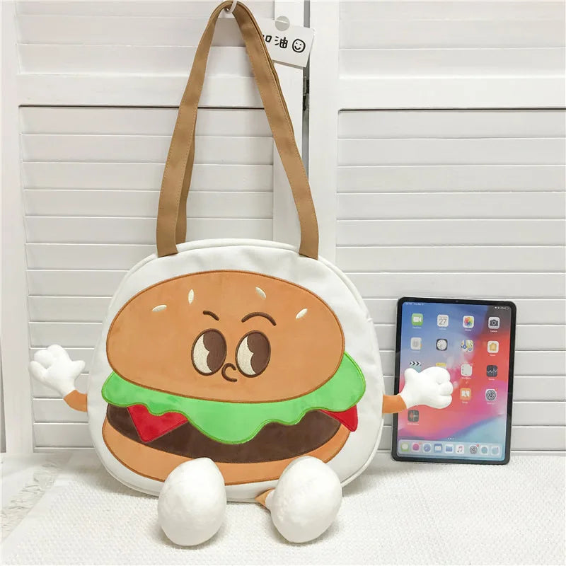 Women's Large Canvas Messenger Bag - Cartoon Print Tote Beach Shoulder Bag