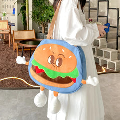 Women's Large Canvas Messenger Bag - Cartoon Print Tote Beach Shoulder Bag