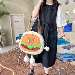Women's Large Canvas Messenger Bag - Cartoon Print Tote Beach Shoulder Bag