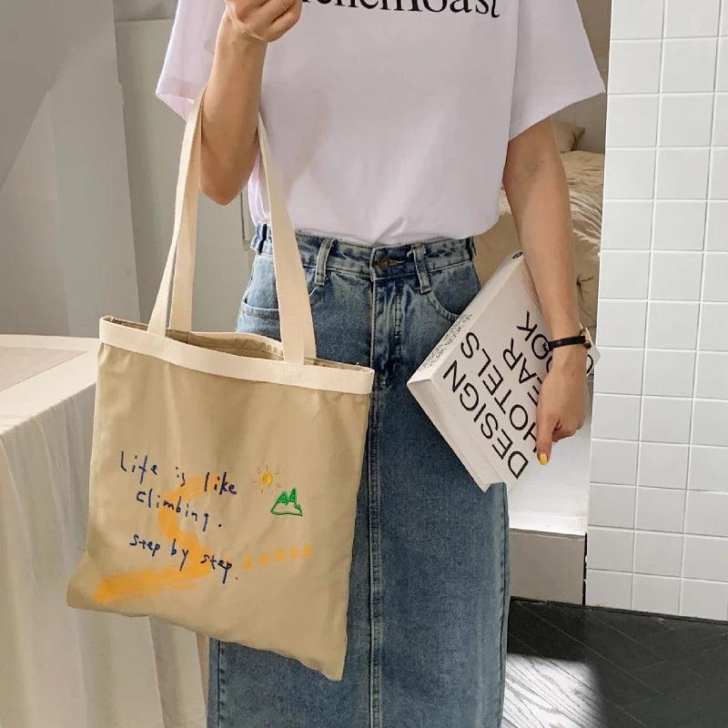Large Canvas Shoulder Shopper Bag for Women Ladies Tote Bags Female Handbags