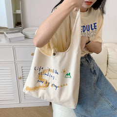 Large Canvas Shoulder Shopper Bag for Women Ladies Tote Bags Female Handbags