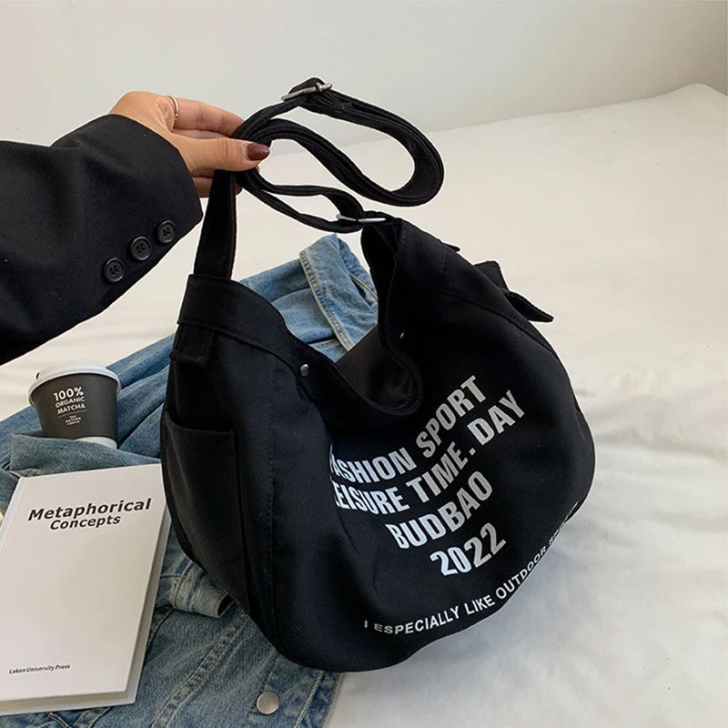 Women's Large Canvas Tote Bag Shoulder Shopper Sports Leisure Grocery Bag