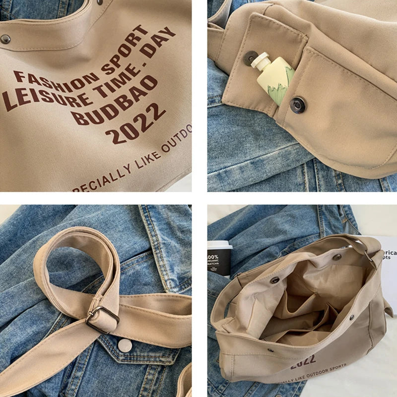 Women's Large Canvas Tote Bag Shoulder Shopper Sports Leisure Grocery Bag