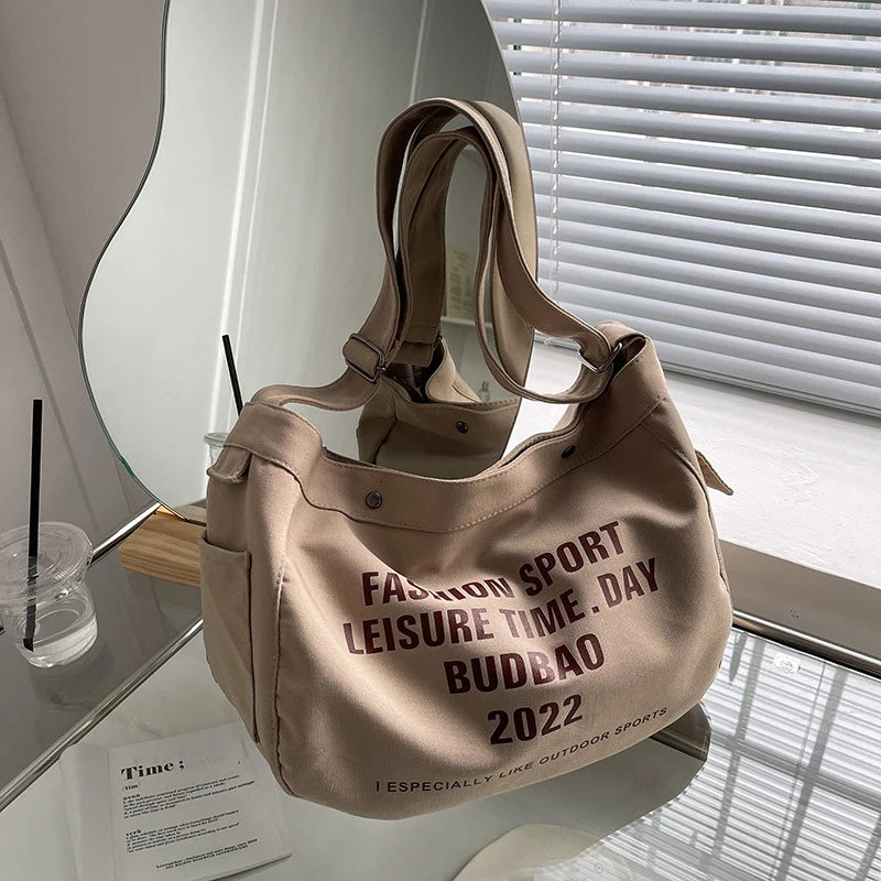 Women's Large Canvas Tote Bag Shoulder Shopper Sports Leisure Grocery Bag