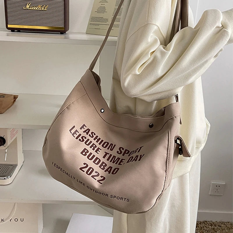 Women's Large Canvas Tote Bag Shoulder Shopper Sports Leisure Grocery Bag