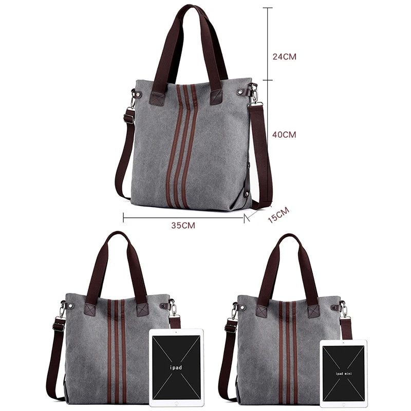 Large Canvas Tote Bag Women Casual Shoulder Bag Ladies Crossbody Bags