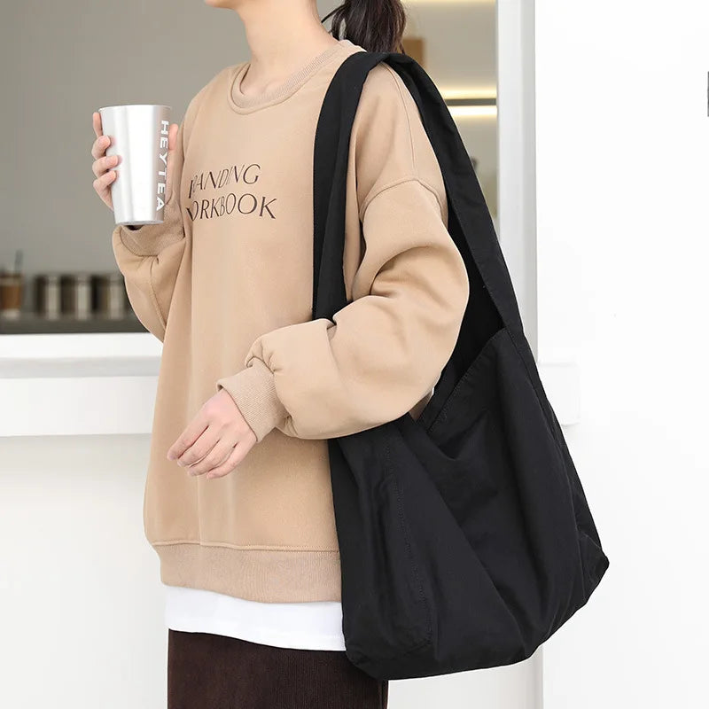 Large Canvas Women Shoulder Shopper Bag Fabric Cotton Cloth Shopping Bag