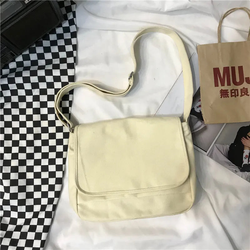 Large Canvas Women's Crossbody Bag Big Cotton Cloth Shoulder Satchel Bag