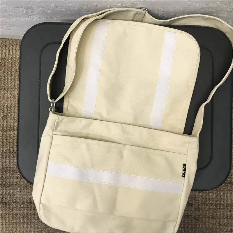 Large Canvas Women's Crossbody Bag Big Cotton Cloth Shoulder Satchel Bag