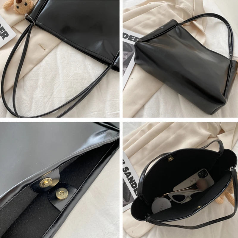 Large Capacity Women's Shoulder Bag - Solid Casual Tote