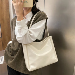 Large Capacity Women's Shoulder Bag - Solid Casual Tote