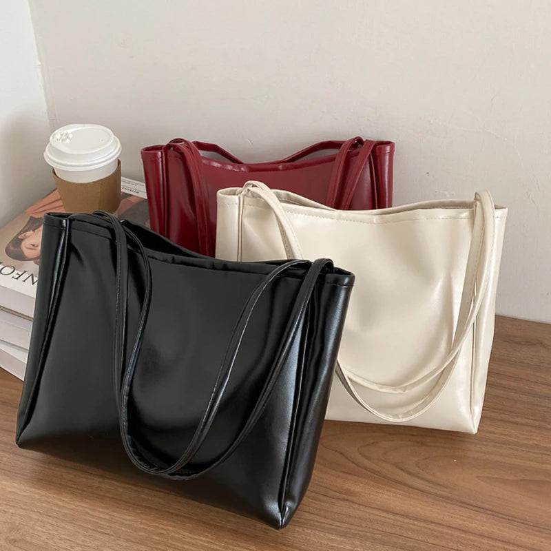 Large Capacity Women's Shoulder Bag - Solid Casual Tote