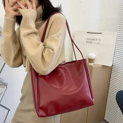 Large Capacity Women's Shoulder Bag - Solid Casual Tote
