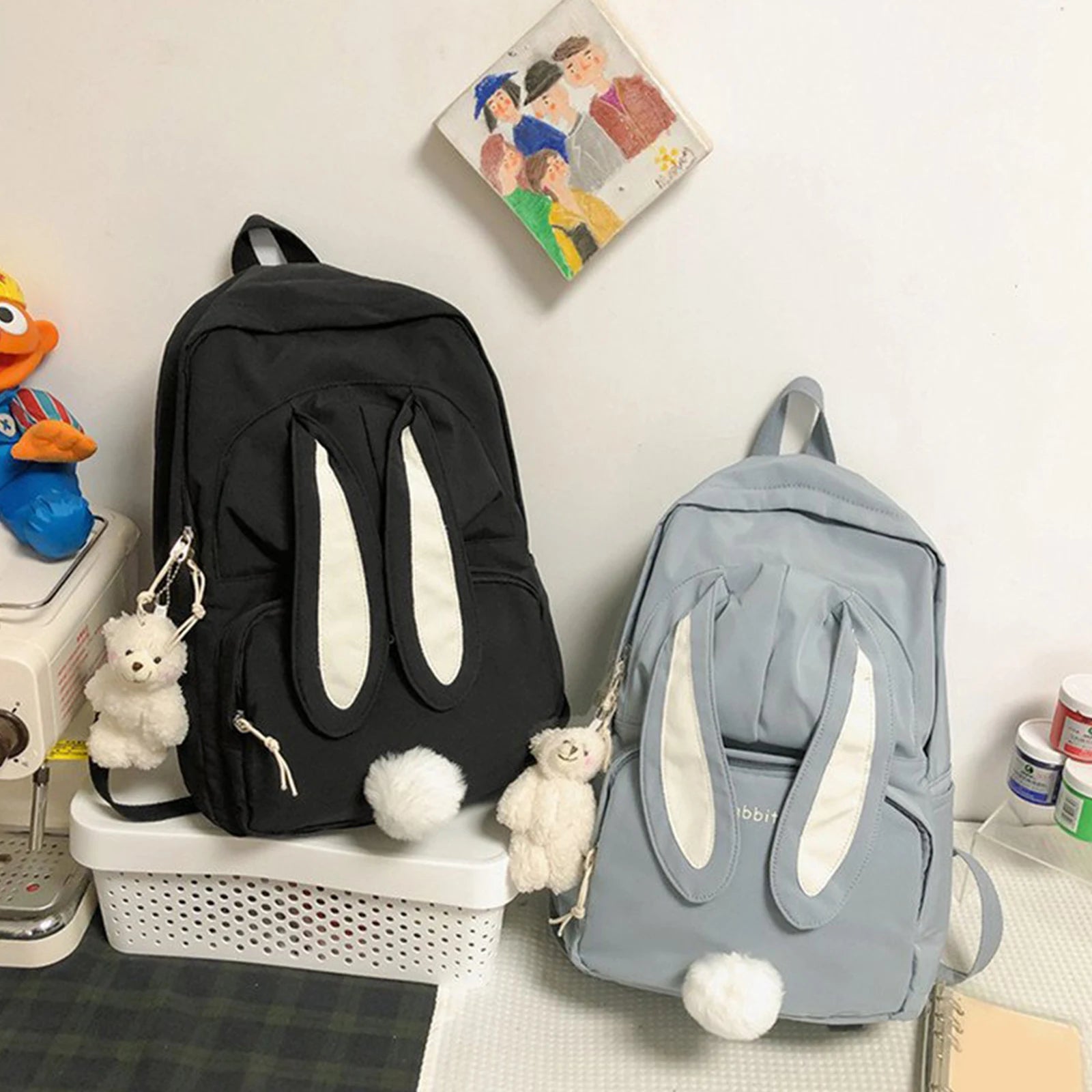 Large Capacity Backpacks with Bear Pockets School Bags for Teen Girls
