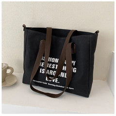Women's Large Canvas Shoulder Bag - Spacious Tote Purse