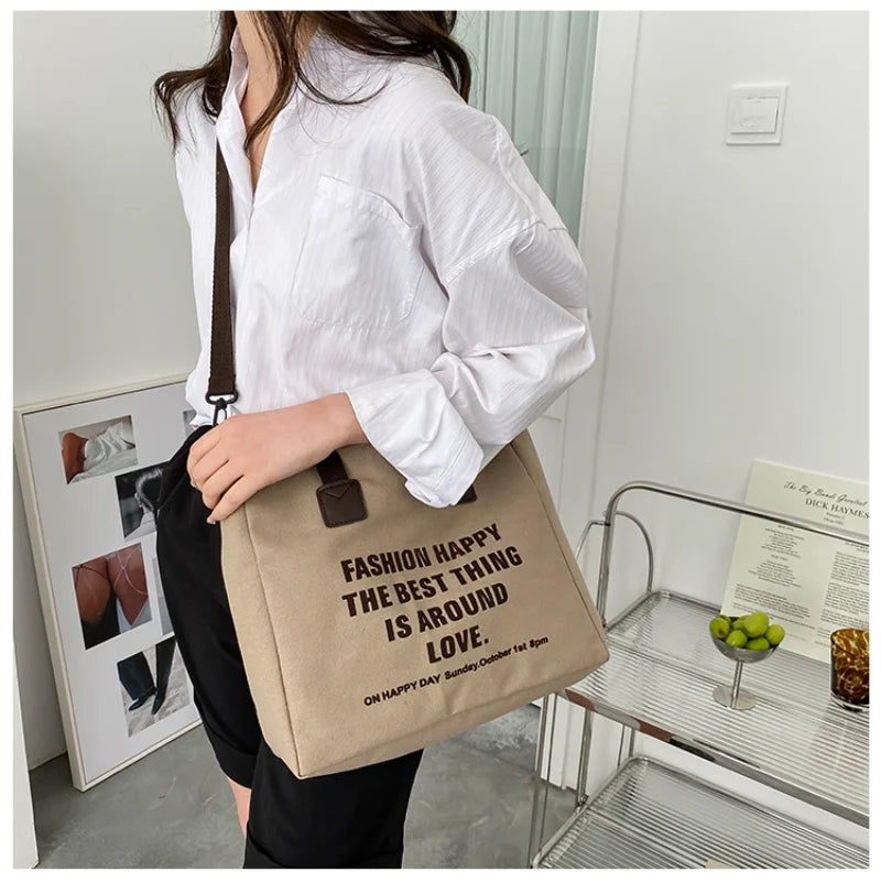 Large Capacity Canvas Shoulder Bag Women's Tote Handbag