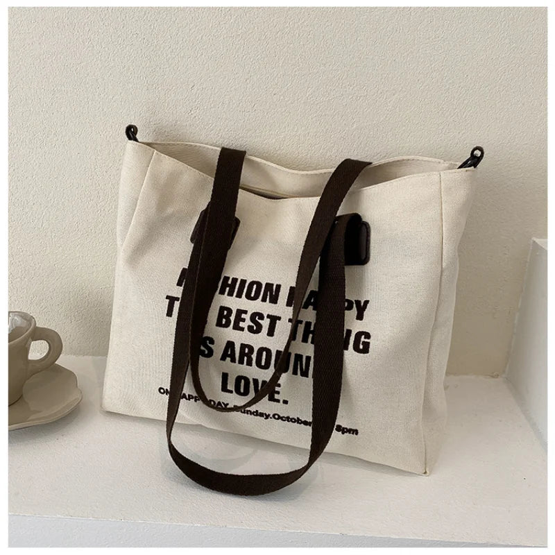 Large Capacity Canvas Shoulder Bag Women's Messenger Tote Handbag