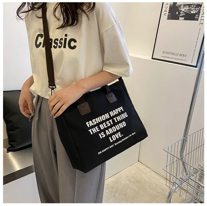 Large Capacity Canvas Shoulder Bag Women's Tote Handbag