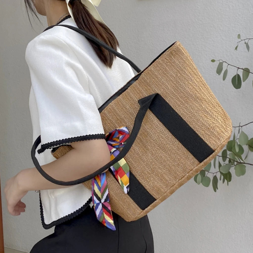 Large Capacity Beach Shopping Bags Woven Shoulder Bag Women Straw Handbags