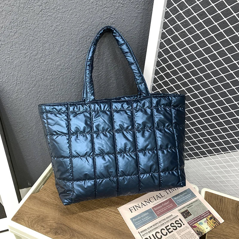 Quilted Tote Bag Lightweight Nylon Women Shoulder Bag Satchel Sac Femme