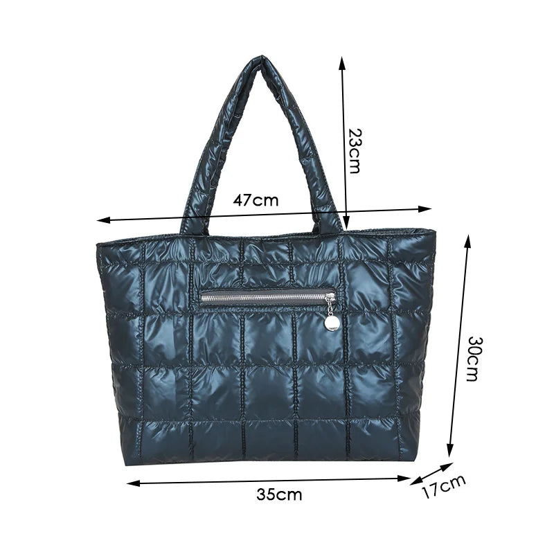 Quilted Tote Bag Lightweight Nylon Women Shoulder Bag Satchel Sac Femme