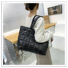 Quilted Tote Bag Lightweight Nylon Women Shoulder Bag Satchel Sac Femme