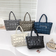 Quilted Tote Bag Lightweight Nylon Women Shoulder Bag Satchel Sac Femme