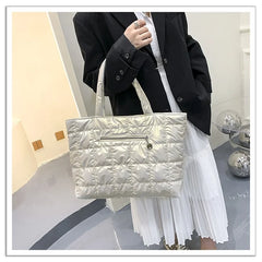 Quilted Tote Bag Lightweight Nylon Women Shoulder Bag Satchel Sac Femme