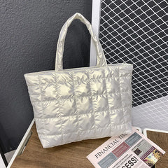 Quilted Tote Bag Lightweight Nylon Women Shoulder Bag Satchel Sac Femme