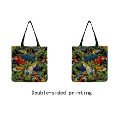 Parrot Print Tote Bag Large Capacity Bright Colors Handbag