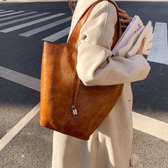 Large Capacity Bucket Bag Soft Leather Shoulder Bags Women Handbags