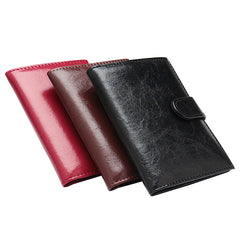 Large Capacity Buckle Passport Holder Oil Wax PU Leather Business ID Card Covers