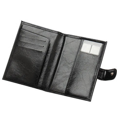 Large Capacity Buckle Passport Holder Oil Wax PU Leather Business ID Card Covers