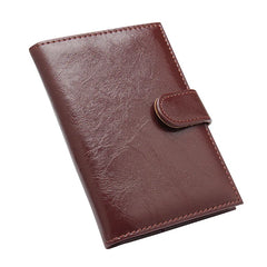 Large Capacity Buckle Passport Holder Oil Wax PU Leather Business ID Card Covers