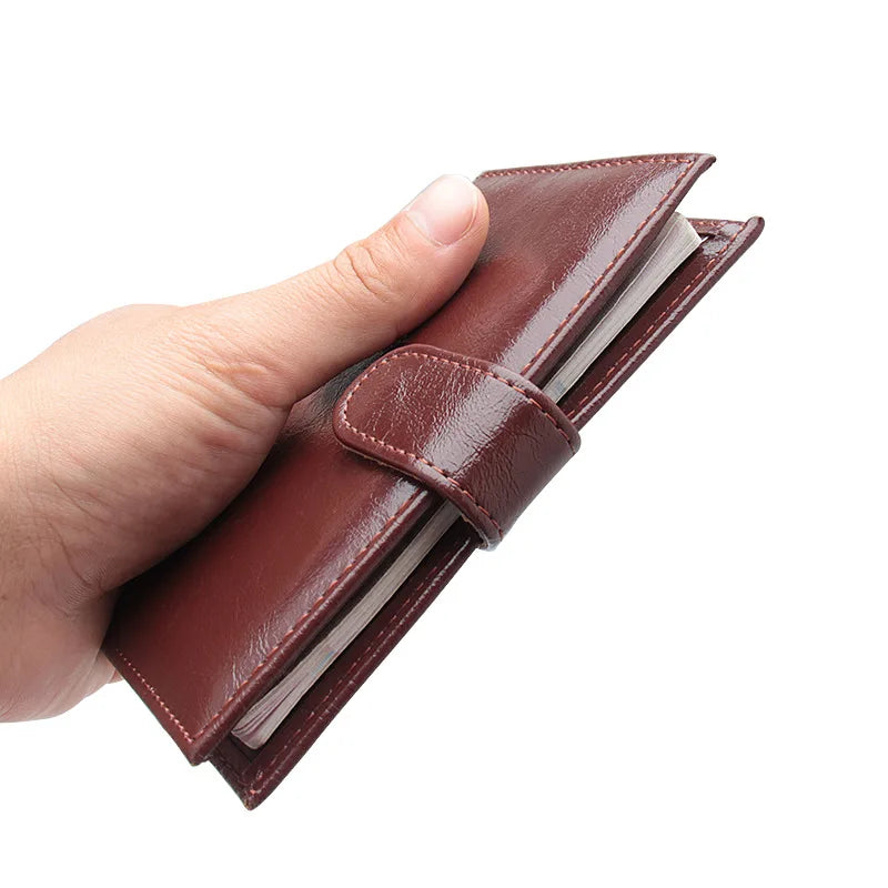 Large Capacity Buckle Passport Holder Oil Wax PU Leather Business ID Card Covers