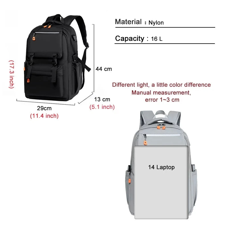 Large Capacity Business Backpack Men's Solid Laptop Bag